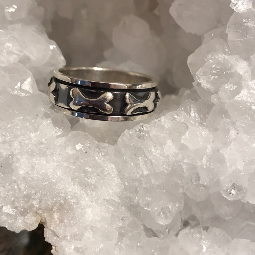 STERLING SILVER 8mm SPIN DOG BONES RING 12 3/4 NWT